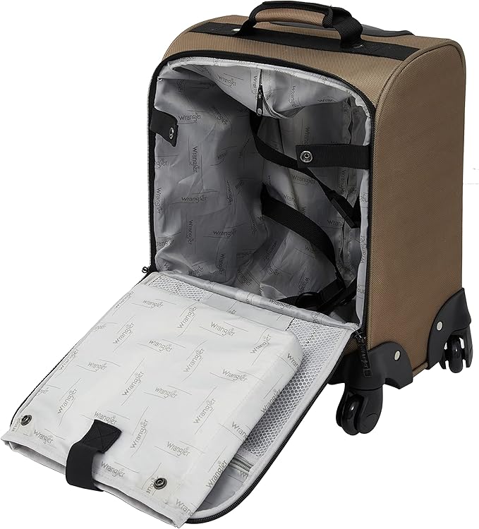 Wrangler 17" Underseat Spinner Carry-On Luggage, Mocha