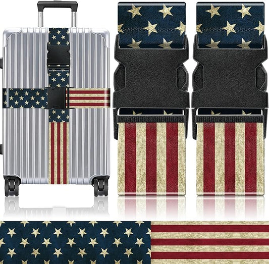 Slohif Luggage Straps for Suitcases Travel Belt Accessories Luggage Connector Identifiers Over Handle with Buckle Unique Nylon Adjustable Strap for Sleeping Bag Car Seat Flag(2 Pack)