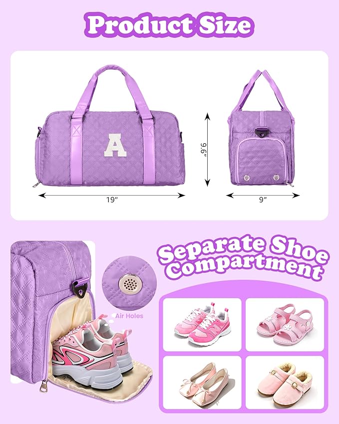 Gifts for Girls Age 10 11 12 13 14 15 16 17 18, Initial Travel Duffel Bag, Graduation Gifts for Her, Monogram Overnight Bag, Gift for Friend Sister Women gifts