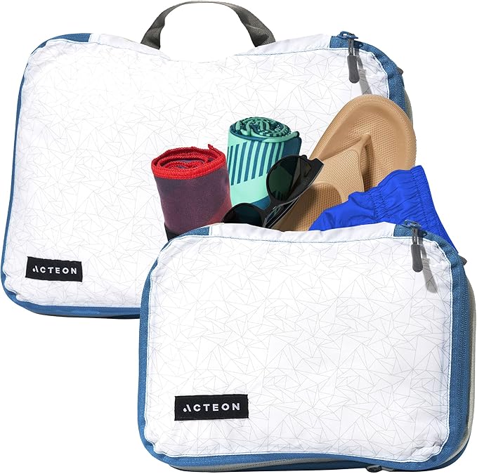 Acteon Compression Packing Cubes - 2 Pack Clean Dirty Separate Zipper - Lightweight Travel Packing Cubes for Luggage - Suitcase Organizer Travel Cubes - Large Small Laundry for Clothes Shoes Makeup