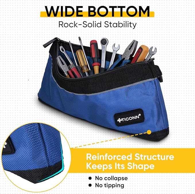 TICONN Tool Pouches with Zipper, 1680D Oxford Small Tool Bags, Waterproof Utility Bag Zipper Pouch for Tool Organizers and Storage (3 Pack Combo)