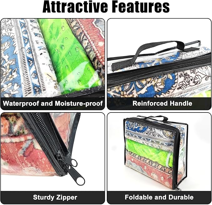 10 Pcs Extra Large Clear Travel Packing Cube，16 x 12 x 4 Clear Vinyl Zippered Storage Bags See Through Moving Bag Plastic Storage Bags PVC Multipurpose Pouch with Handle for clothing Storage