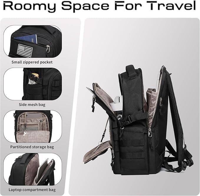 Wotony Military tactical backpack, backpack for men black small tactical assault bag