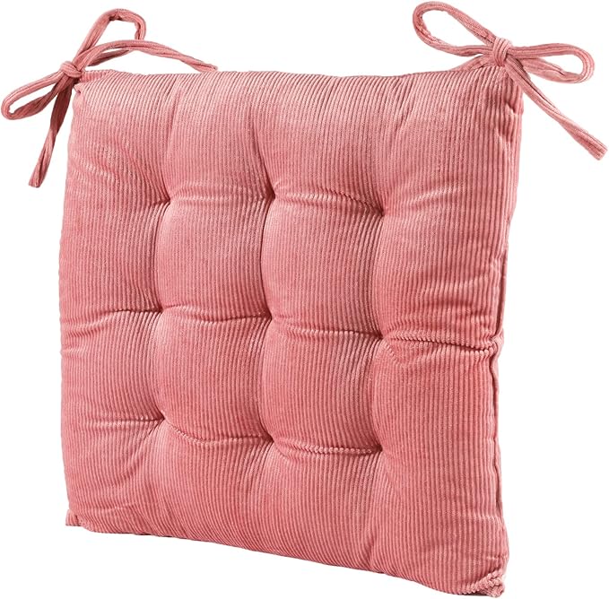 HLOVME Corduroy Chair Cushion with Ties Ultra Soft Warm Floor Cushion for Kids Reading Nook Comfortable Square Seat Cushion for Adult 15.7”x15.7”, Cosmos