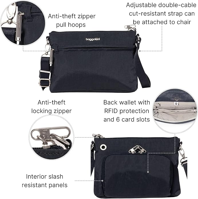 Baggallini womens Securtex Anti-theft Memento Crossbody Bag
