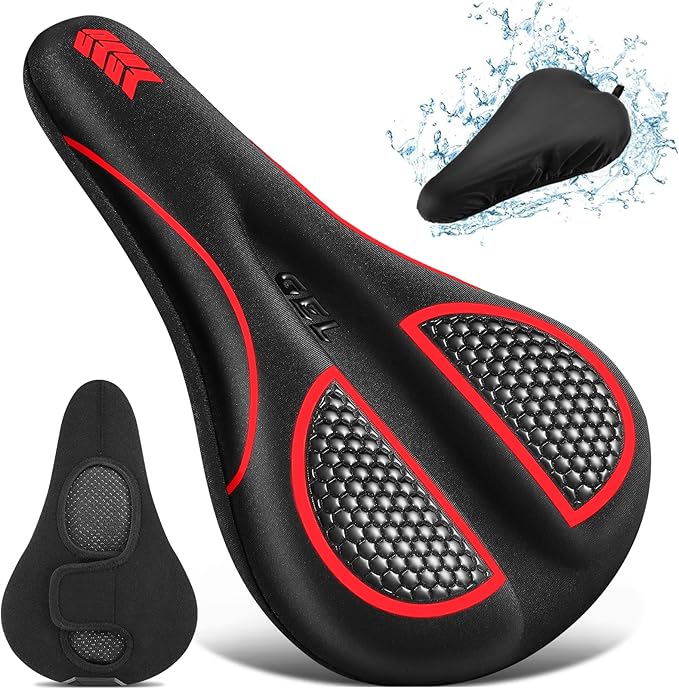 Bike Seat Cushion Gel Padded Bike Seat Cover Extra Soft Comfy for Men Women Comfort,with Peloton Stationary, Exercise, Mountain Bikes, Road & Electric