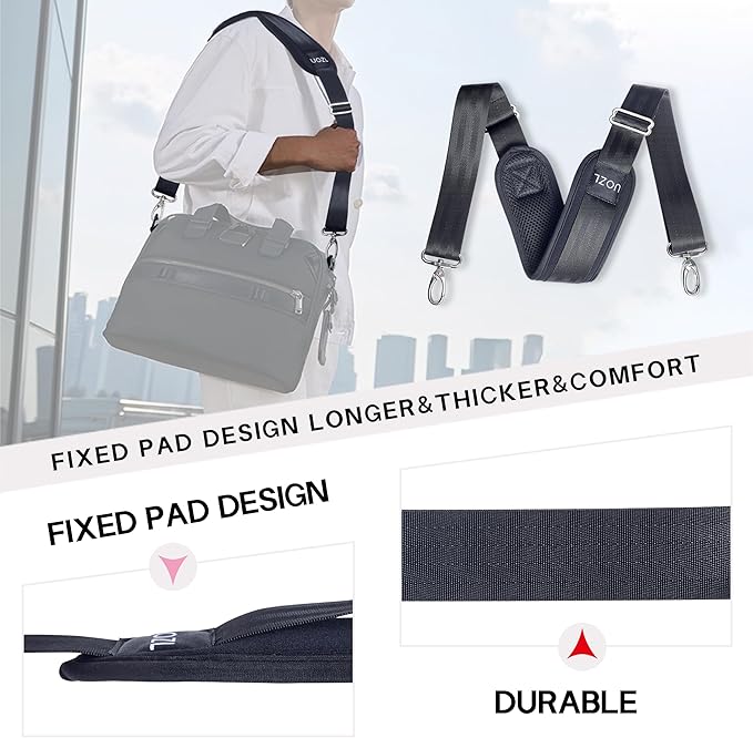 59 Inch Shoulder Straps, Soft with Ultra-Thick Fixed Shoulder Pad, Two Way Independently Adjustable Buckle Replacement Straps for Laptop Bag Messenger Bag Tool Bag Luggage,Black
