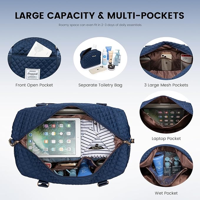 LOVEVOOK Travel Duffle Bag,Weekender Bags for Women with Shoe Compartment，Carry on Overnight Bag with Toiletry Bag,Gym Duffel Bag with Wet Pocket, Hospital Bags for Labor and Delivery