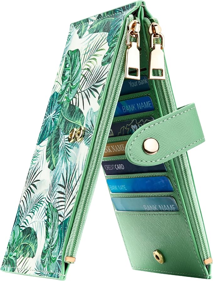 Travelambo RFID Wallet Women Large Size Bifold Multi Card Wallet Case with Zipper Pocke Credit Card Holder for Women