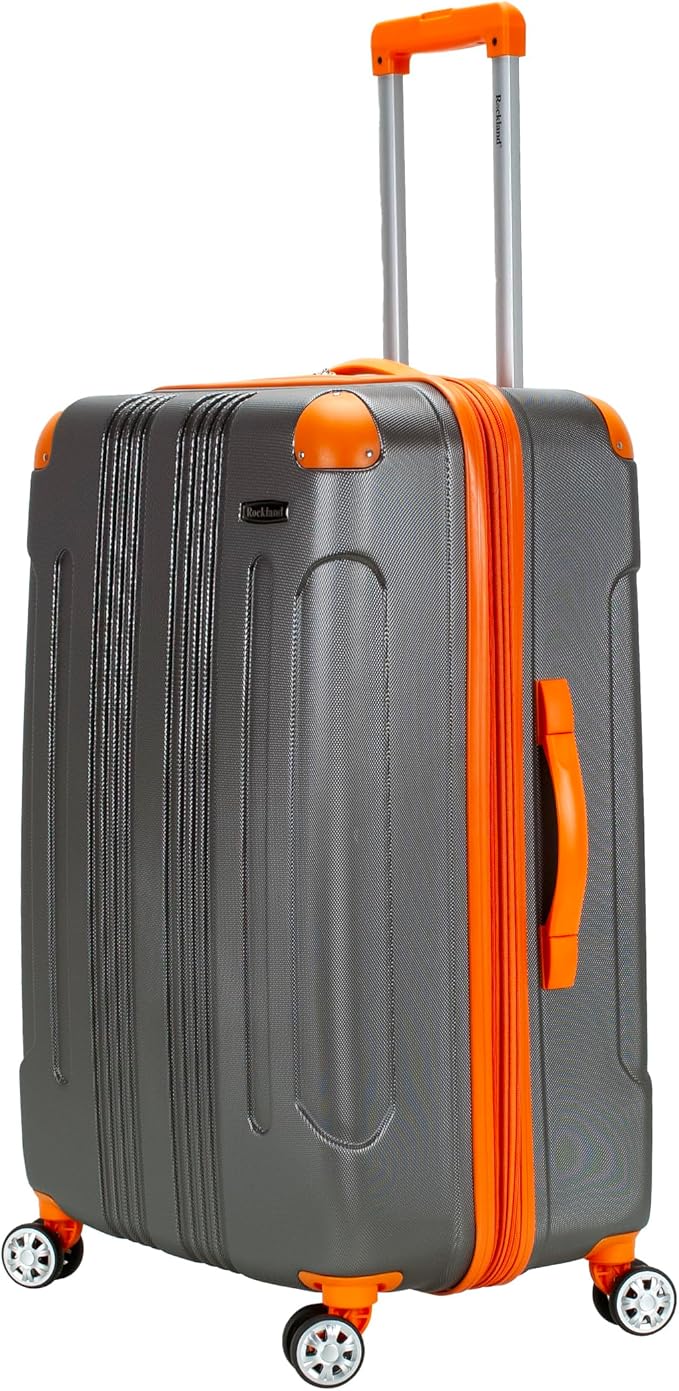 Rockland London Hardside Expandable Spinner Wheel Luggage, Charcoal, Checked-Large 28-Inch