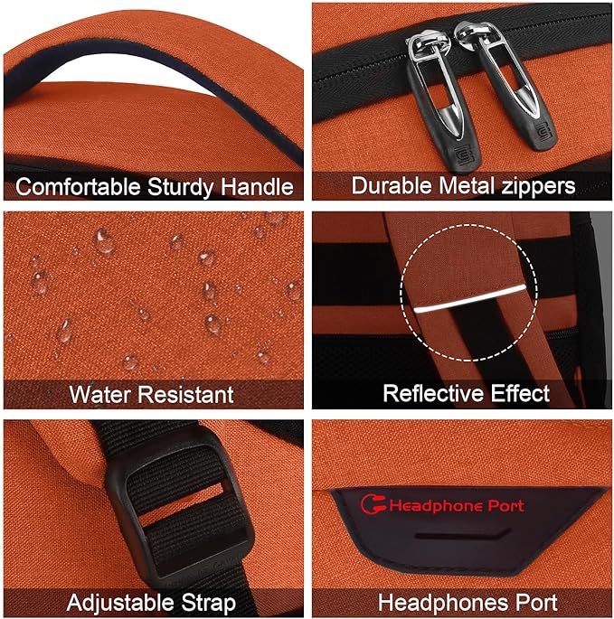 Volher Laptop Backpack,Business Travel Anti Theft Slim Durable Laptops Backpack,Water Resistant College Computer Bag for Women & Men Fits 15.6 Inch Laptop and Notebook-Orange