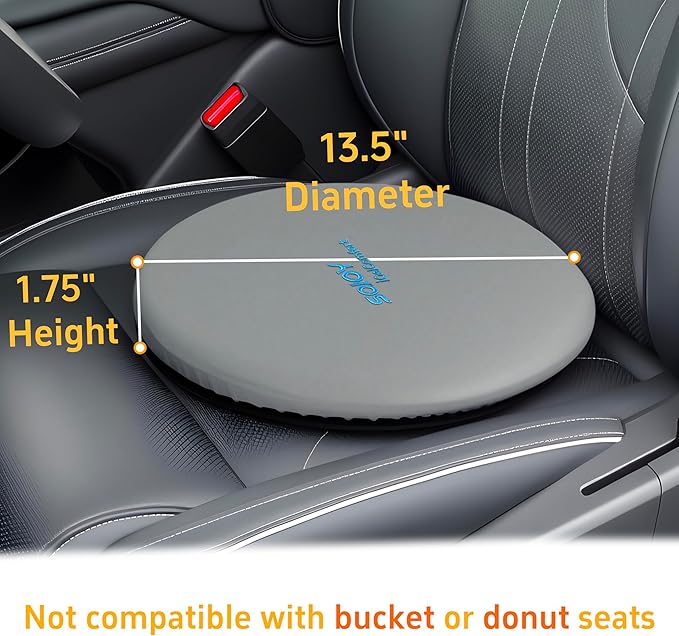 Sojoy iGelComfort Deluxe Gel Swivel Seat Cushion with Supportive Memory Foam 360 Degrees Rotating Seat Cushion for Home,Stool Chair,Office，13.5 Inches in Diameter,Dark Gray