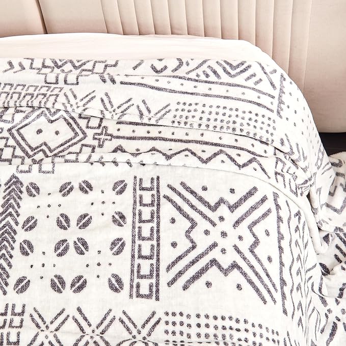 Soft Cozy 120x138 Inches Seamless Oversized King Fleece Blanket, Giant 10'x11.5' California King Blanket Extra-Large Flannel Blankets for Bed, Sofa Couch, Travel, Symbol Light Grey