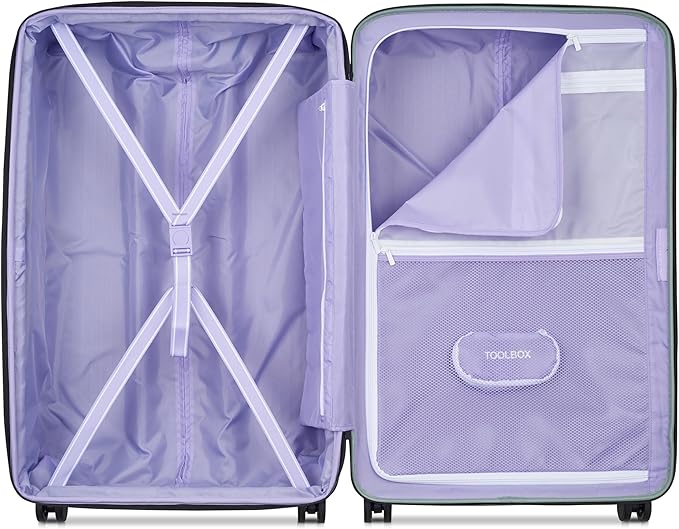 florence by mills Spin Me Away Hardside Expandable Luggage with Spinner Wheels, Sage Green, Checked-Large 29 Inch