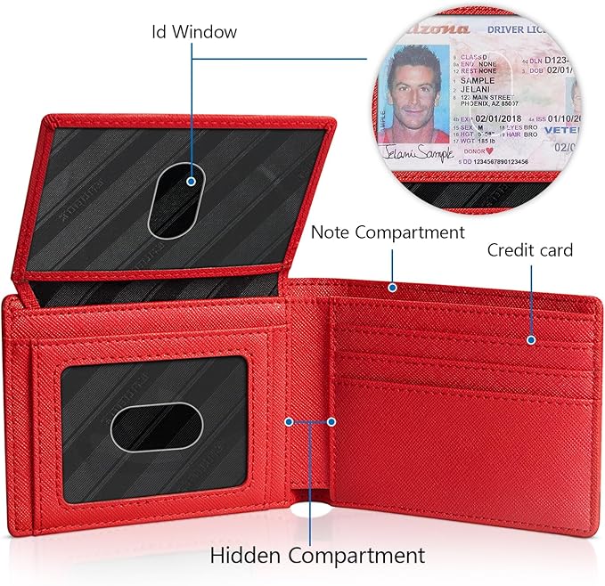 RUNBOX Wallet for Men Slim Rfid Leather 2 ID Window With Gift Box | Slim, Rfid, 2 ID Window, With Gift Box, Slim, Rfid
