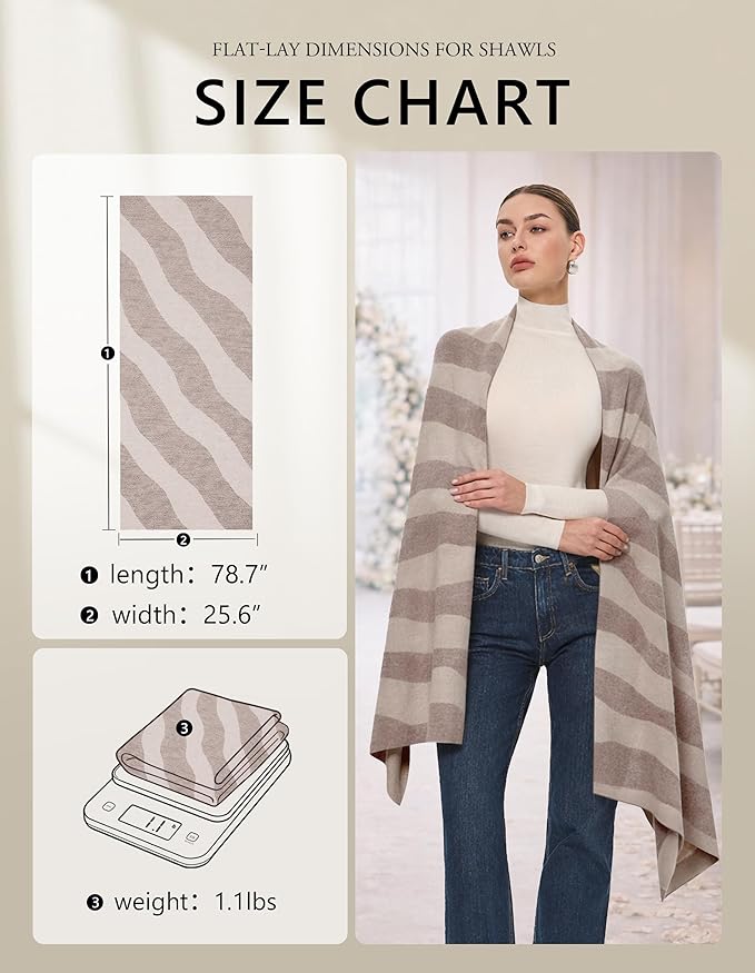 PULI Women's Pashmina Shawl Wraps for Evening Dress Large Scarf Blanket Long Wedding Bridal Winter Warm Shoulder Wrap