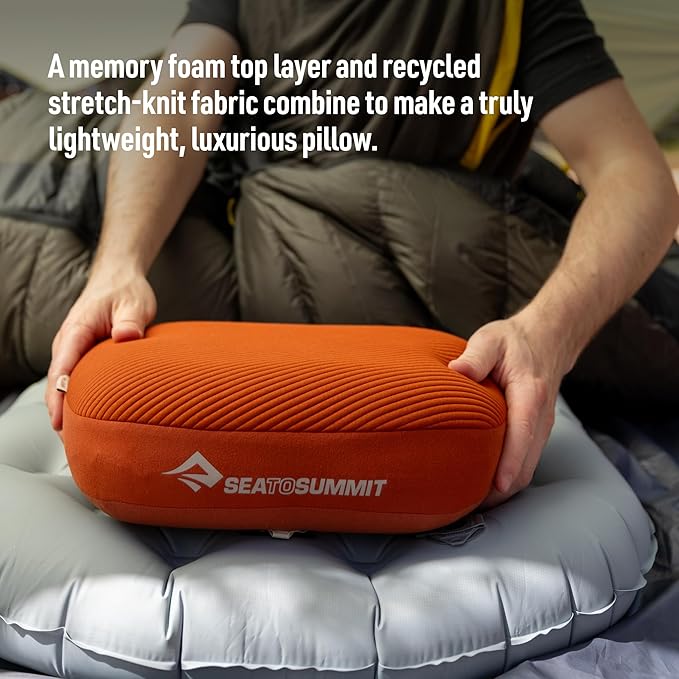 Sea to Summit Aeros Premium Inflatable Travel Pillow, Large, Burnt Olive