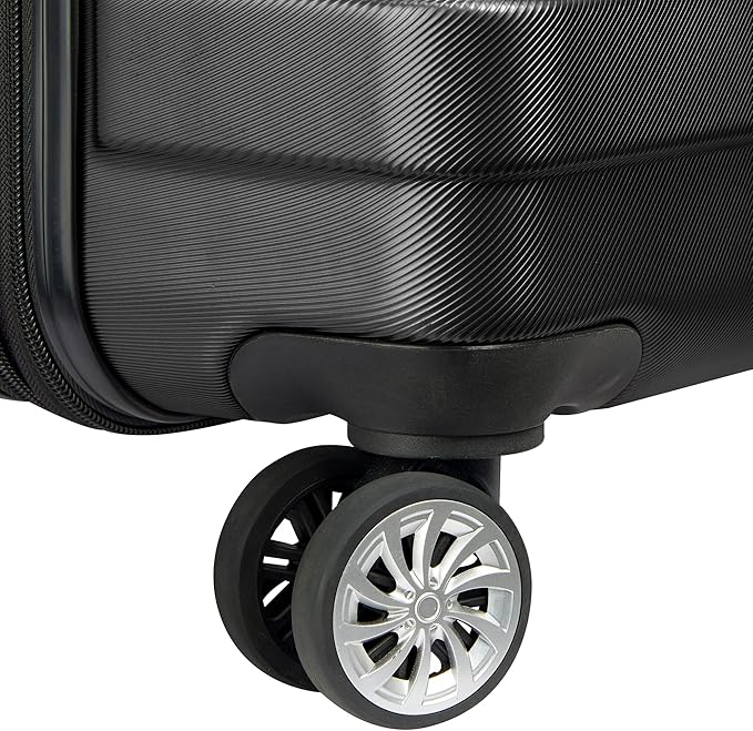 DELSEY PARIS Margot Hardside 3-Piece Set, Expandable Luggage with 4 Spinner Wheels, Lightweight Suitcase, 21" Carry-On, 24" Checked Medium, 28" Checked Large, Black