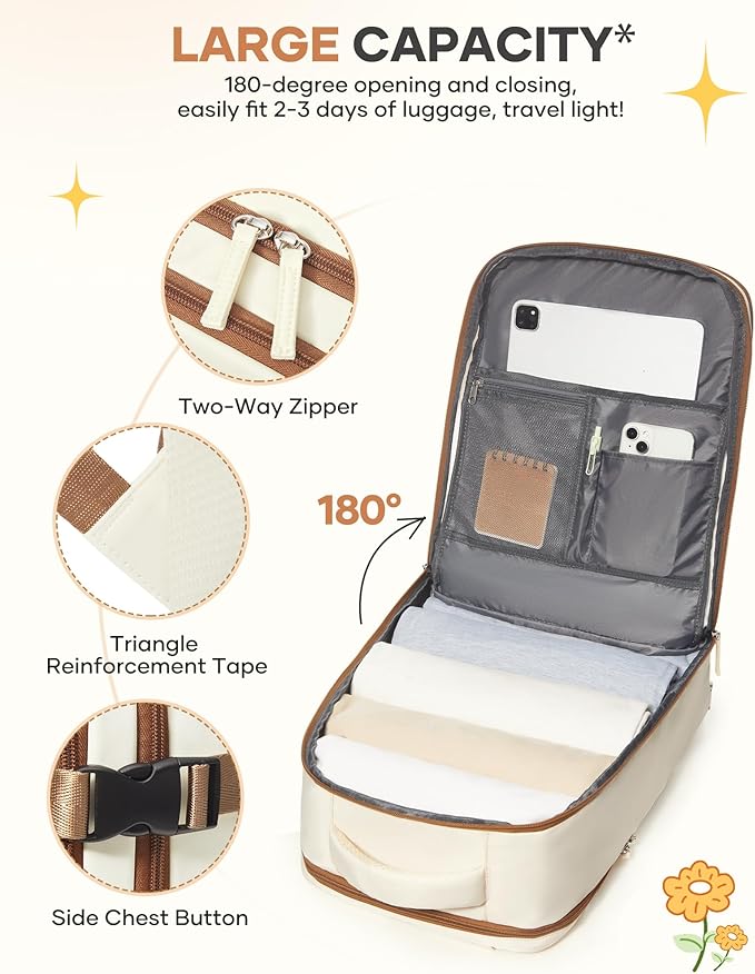 coofay Travel Backpack Carry on Flight Approved Mochila De Viaje Personal Item Travel Bag Backpacks for Travel Backpacks for Men Women Carry on Backpack for Airplanes 18x14x8 Inches Travel Bag