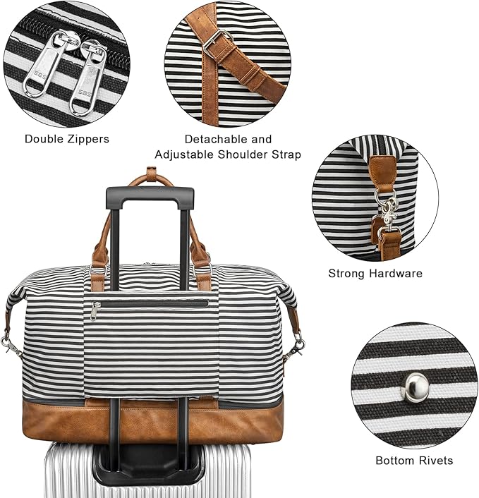 S-ZONE Weekender Bags for Women and Men Travel Duffel Bags with Shoe Compartment Overnight Carry on Duffle Tote Bag