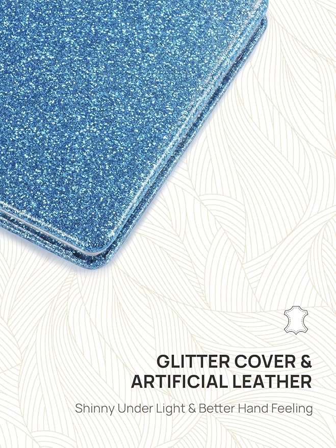 OMIRO Compact Mirror, Glitter PU 1X/3X Magnification, Ultra Portable for Purses (Blue)