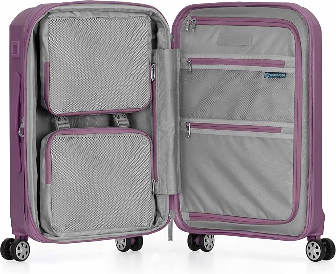 Traveler's Choice Pagosa Hardshell Expandable Luggage with Spinner Wheels, Mauve, 22-Inch Carry-on