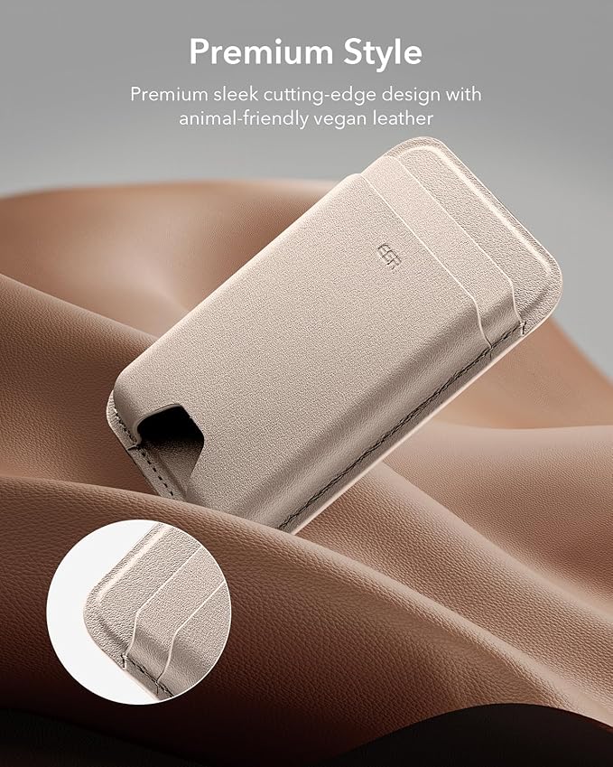 ESR for MagSafe Wallet, 5 Card Holder with RFID Blocking, MagSafe Sticker Included, Slim Magnetic Wallet for iPhone 17e/17/16/15/14/13/12 Series, Selected Samsung Devices, Not for Mini,Desert Titanium
