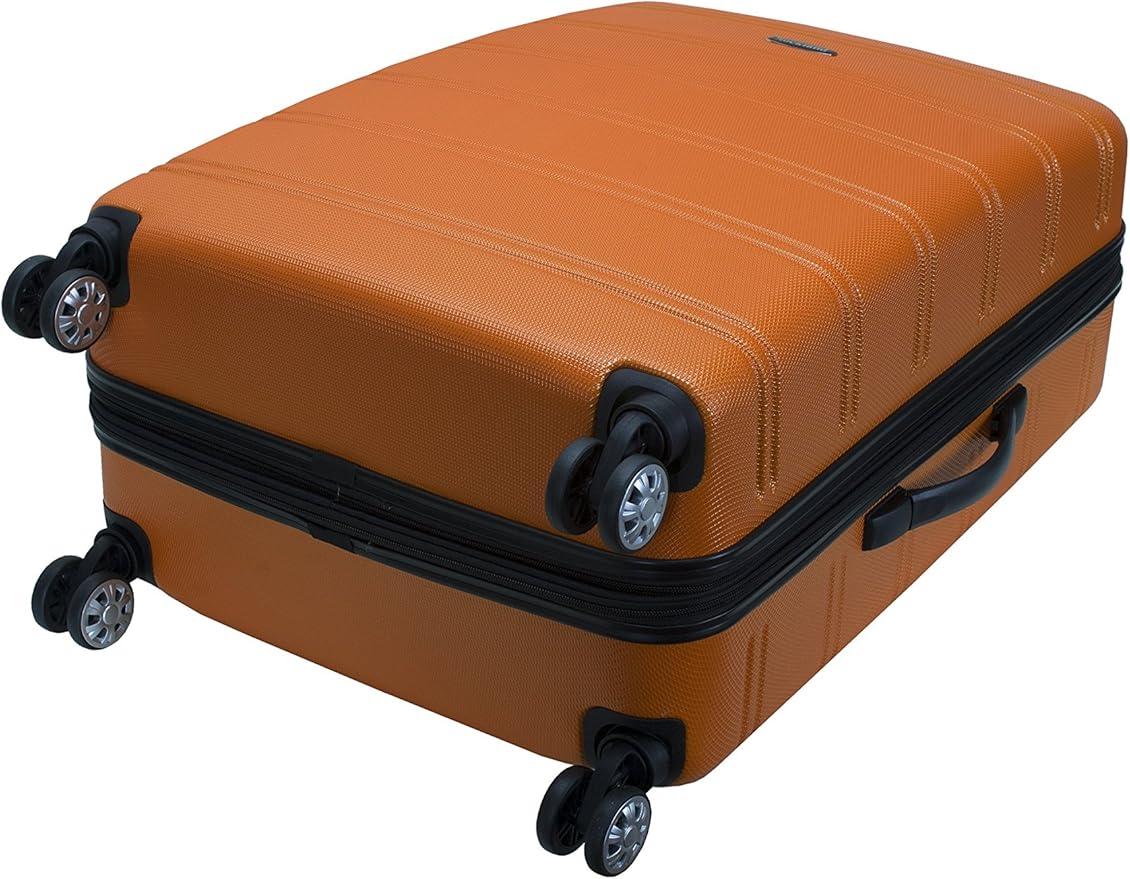 Rockland Melbourne Hardside Expandable Spinner Wheel Luggage, Orange, Checked-Large 28-Inch (F1603-ORANGE)