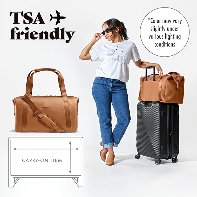 Fit & Fresh Neoprene Weekender Bag for Women – Carry-On Friendly Travel Duffel with Expandable Sides, Trolley Sleeve & Pockets – Lightweight, Water-Resistant Overnight Bag for Weekend Trips + Gym