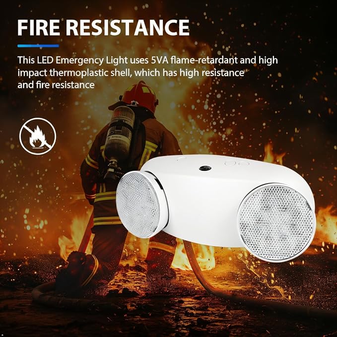 4 Pack Commercial LED Emergency Light,Battery Backup,ETL Listed | Two Head Adjustable,AC120/277V,Hard Wired,wall mounted Emergency Lighting for Business Office School Hospital