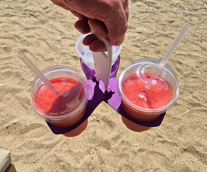 CarryAround Fold Away Cup Carrier/Caddy [MADE IN UK] [PURPLE] Take-Out Coffee Soft Drink Pint Beer Beverage Holder, Sturdy Reusable Pocket Size, Festival Sports Gigs Easy safe - hot drinks, 2,3,4 cups