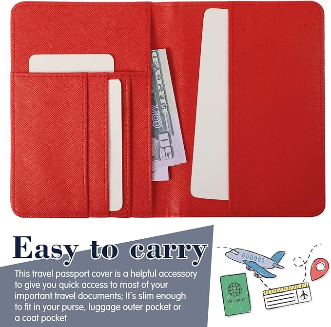 2 Pcs Passport Cover Holder for Travel Waterproof Leather Passport Wallet Case Book Travel Cruise Essentials for Women Men | 2 Pieces, Bridal, Holder, Waterproof, Holder Covers, Travel Wallet