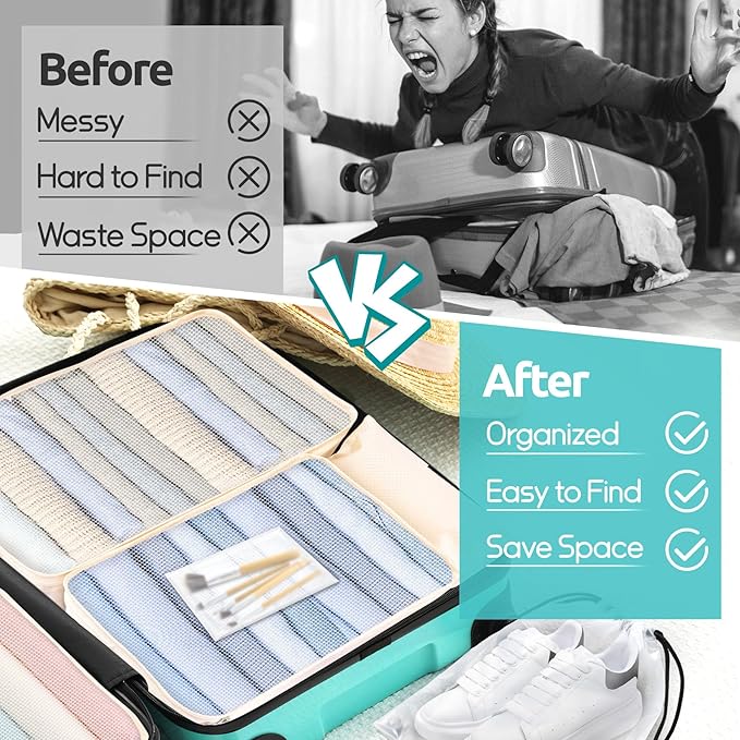 ALL INCLUDED - 12 Set Packing Cubes for Suitcases Carry On, Travel Essentials/Accessories Luggage Organizer Bags Set, Includes Cubes, Shoes Bag, Matte Cosmetic Bag, Zipper Bags