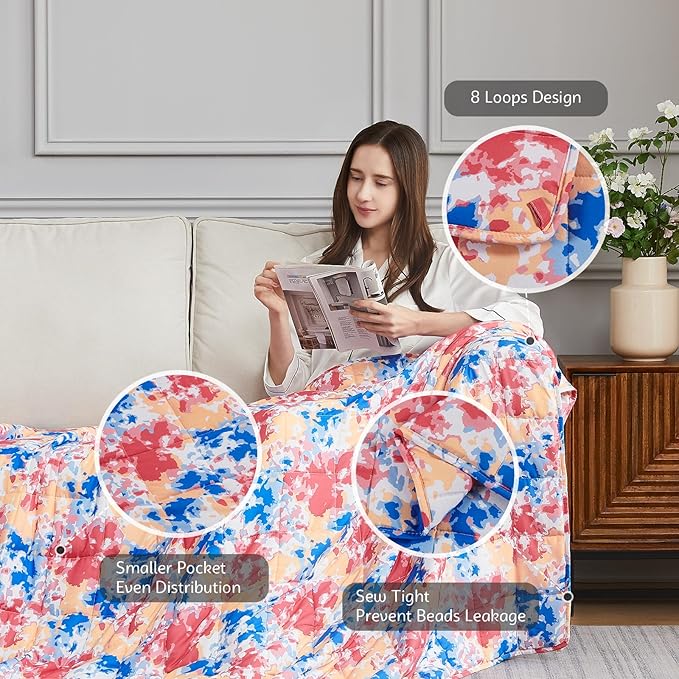 L'AGRATY Weighted Blanket - 48"x72" 20lbs Cooling Breathable Heavy Blanket with Glass Beads for Adult All-Season