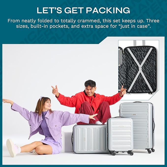 American Tourister Westridge Hardside Luggage Set with Spinner Wheels, Teal, 3PC Set (CO/M/L)