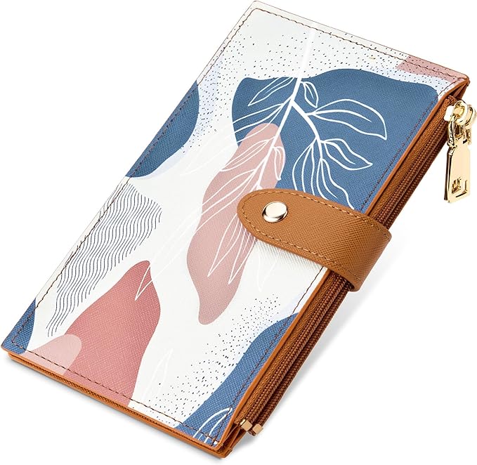 Travelambo RFID Wallet Women Large Size Bifold Multi Card Wallet Case with Zipper Pocke Credit Card Holder for Women