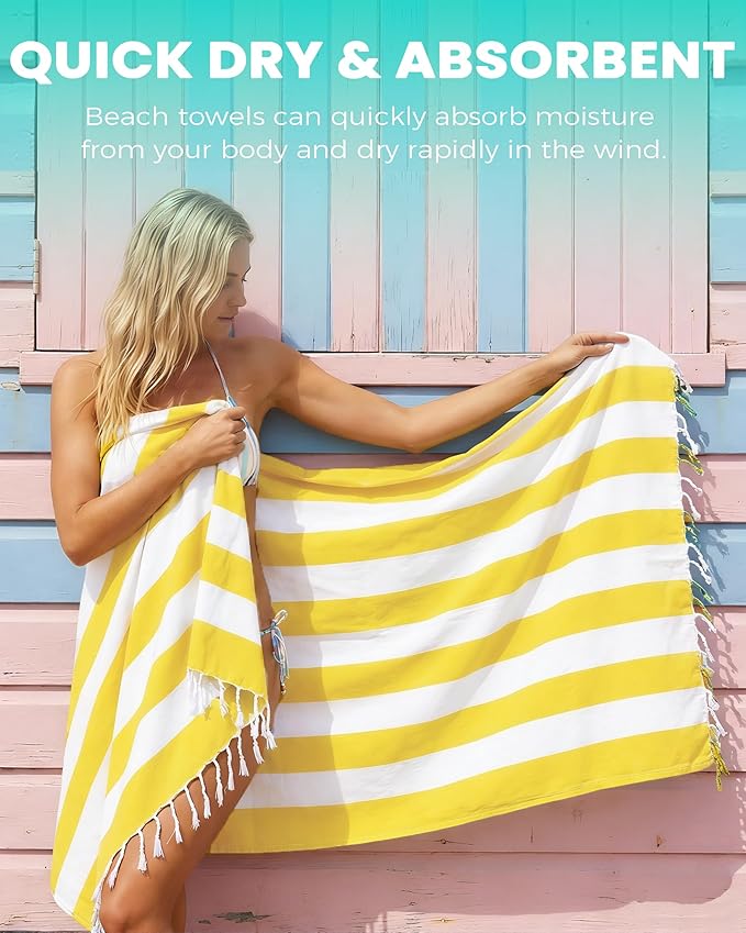 Antfuny 6 Packs Oversized Turkish Beach Towels Thin Quick Dry Sand Free Pool Swim Bath Towel Extra Large Blanket Adult Travel Essentials Accessories Must Haves Summer Vacation Dark Striped