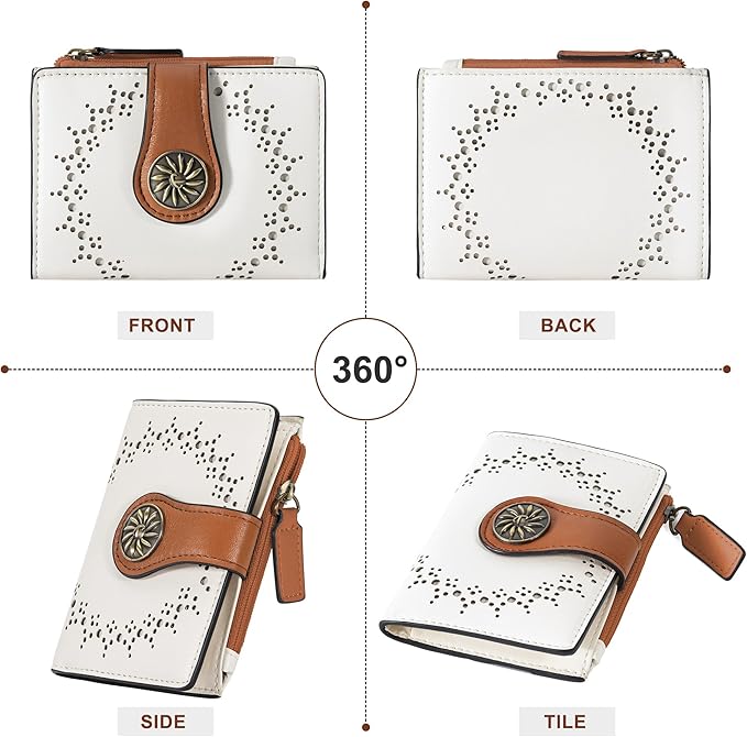 Tipmile Small Wallet for Women Bifold RFID Blocking Card Holder Leather Wallets with Zipper Coin Pocket