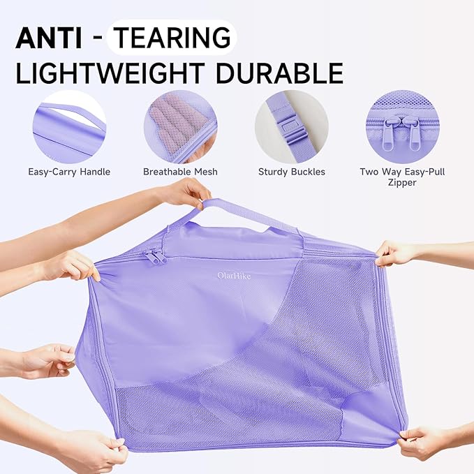 11 Set Packing Cubes for Travel, Gifts for Women Mom Kids,TSA Approved Bags for Makeup, Cosmetic, Toiletry, Suitcase Organizers for Checked Luggage, Cruise Essentials,Airplane Accessories, Lavender