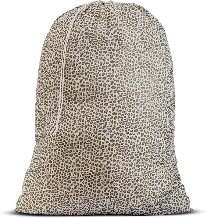 Nylon XL Laundry Bag - Locking Drawstring Closure, Machine Washable, These Large Bags Will Fit a Laundry Basket and Strong Enough to Carry up to Two Loads of Clothes (Leopard | 30" x 40")