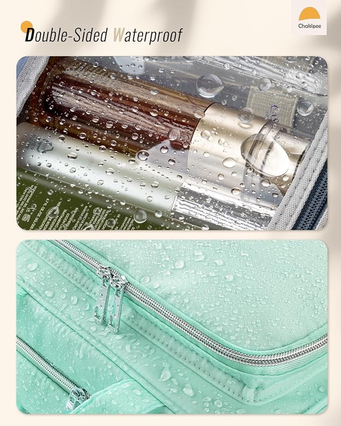 Travel Hanging Toiletry Bag for Women - Waterproof Cosmetic Organizer with Clear Window, Lightweight Bathroom Bags for Essentials, Makeup, Shampoo, Toiletries Green,Large