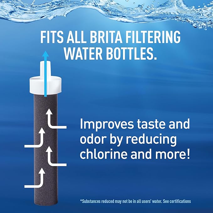 Brita Hard-Sided Plastic Premium Filtering Water Bottle, BPA-Free, Reusable, Replaces 300 Plastic Water Bottles, Filter Lasts 2 Months or 40 Gallons, Includes 1 Filter, Orchid - 36 oz.
