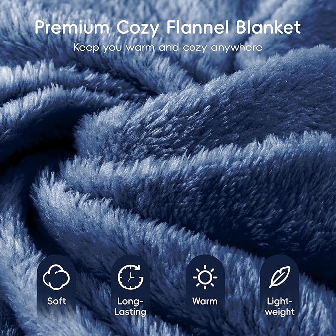 4-in-1 Travel Pillow & Blanket Set with Eye Mask, Memory Foam Neck Support, 50x65 Inch Blanket, Storage Bag for Airplane, Car, Train, Home Travel Blue