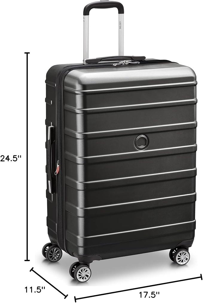 DELSEY PARIS Margot Hardside Luggage, Dual Wheel Spinners for Smooth Travel, Expandable with Spacious & Organizable compartments, Men and Women, Black, Medium Check-in 24-Inch