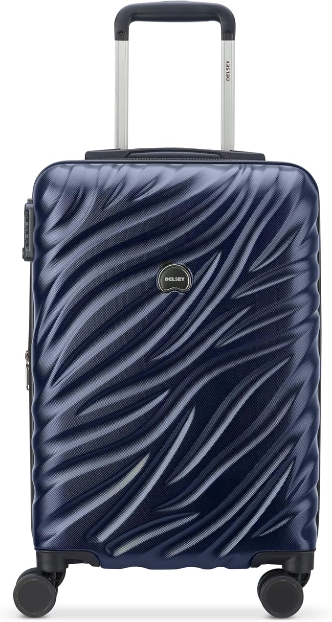 DELSEY PARIS Alexis Durable Hardside Luggage, Expandable Lightweight 4-Wheel Spinner, Easy Grip Telescoping Handle for Smooth Mobility, TSA-Lock Incorporated, Men and Women, Navy, Carry-On 21-Inch