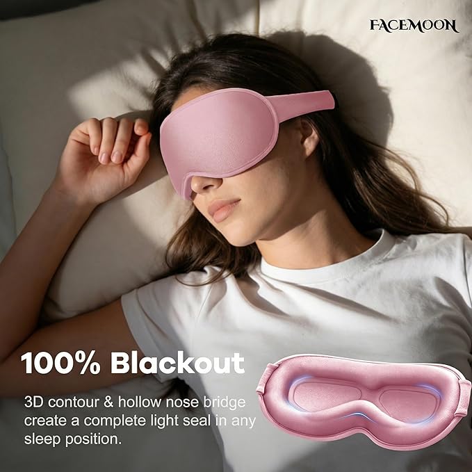 Weighted Sleep Mask 2 Pack - 3D Contoured Eye Masks for Sleep, Best Blackout Sleep Masks for Women Men, Eye Mask for Travel, Meditation, Airplane, Memory Foam, Adjustable Strap, Pink, Purple