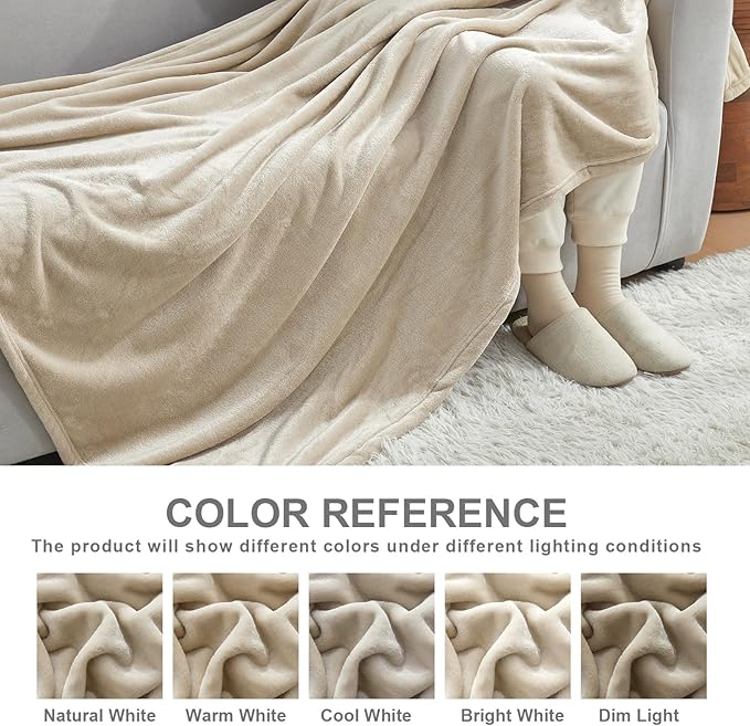 Hansleep Fleece Taupe Full Blanket, Super Soft Flannel Fuzzy Plush Cozy Blanket for All Seasons, Taupe, Full 84x90 Inches