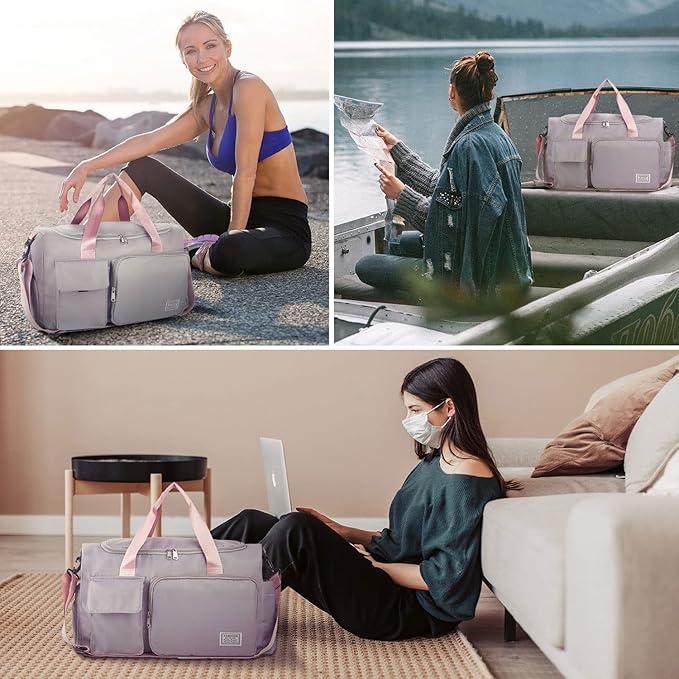 FIORETTO Women's Gym Duffle Bag with Shoes Compartment, 30L Capacity, Ideal for Travel, Gym, Sports, Duffel, Weekender