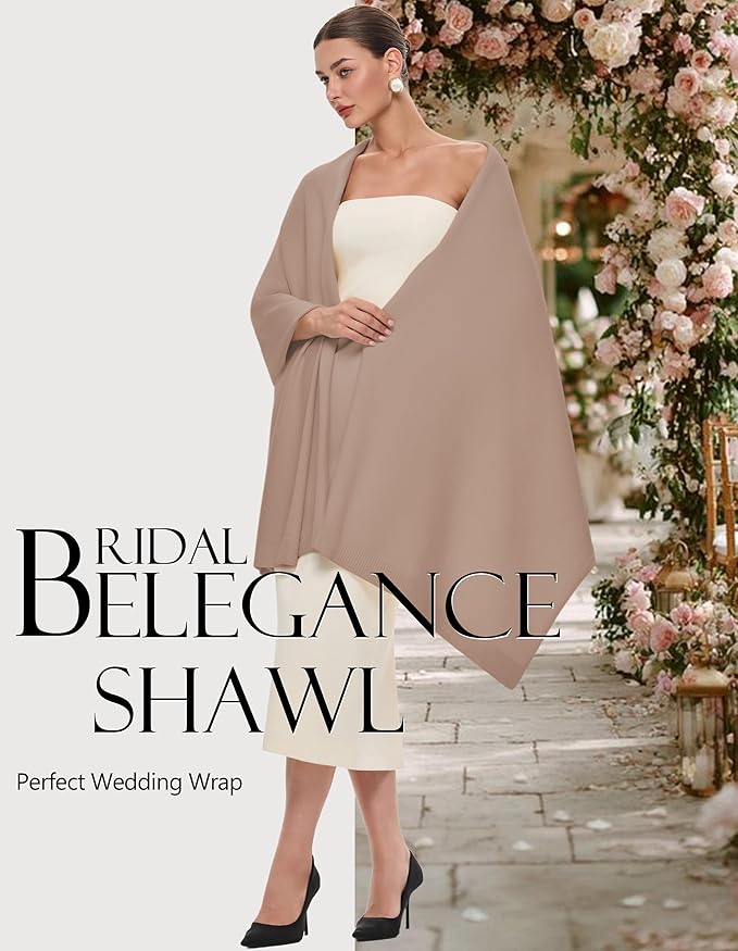 PULI Women's Pashmina Shawl Wraps for Evening Dress Large Scarf Blanket Long Wedding Bridal Winter Warm Shoulder Wrap