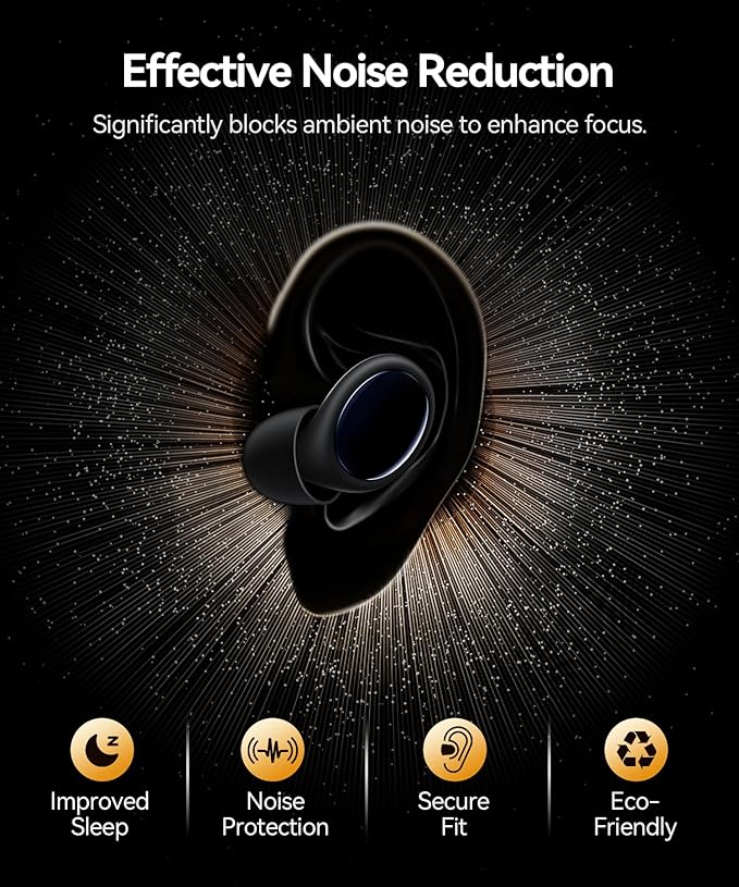45dB Noise Cancelling Ear Plugs for Sleeping, Reusable Soft Silicone Earplugs for Snoring, Concerts, Side Sleepers, Airplane Travel, Hearing Protection, Noise Reduction Earplugs with Portable Case
